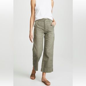 AMO Army Wide Leg Pants - size: 24; color: grey green